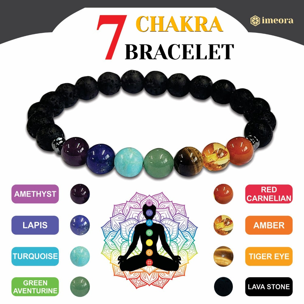 Clearance - 7 Chakra Bracelet Synthetic Beads 8mm | Celik Crystals